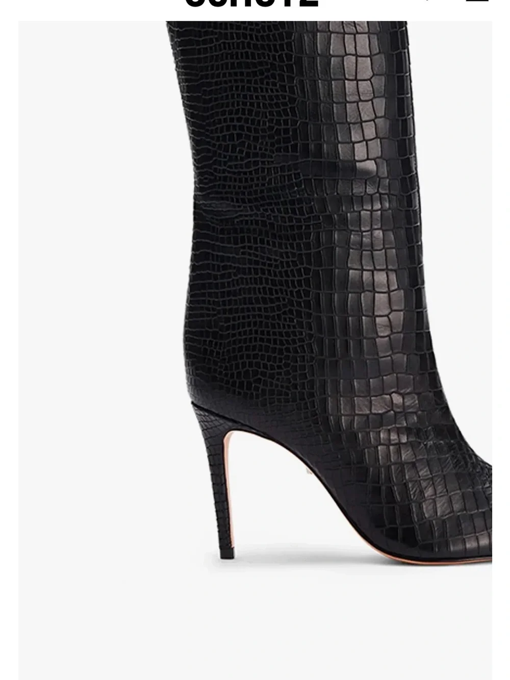 SCHUTZ Black Croc-Embossed Over-the-Knee Stiletto Boot